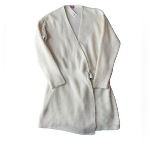 NWT Mi Ami Francesca’s Ivory Ribbed Knit Wrap Dress Belted Midi